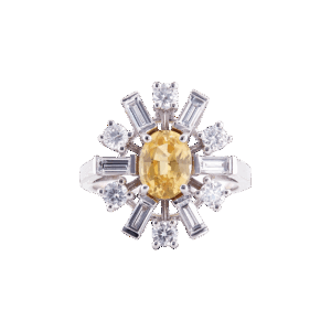 bague saphir jaune et diamants