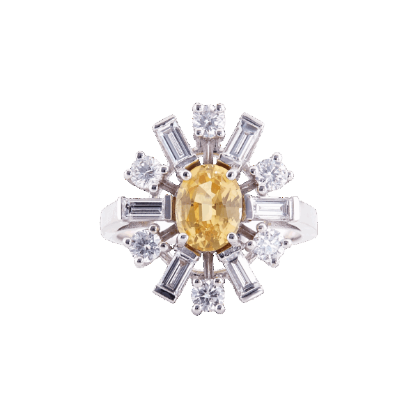 bague saphir jaune et diamants