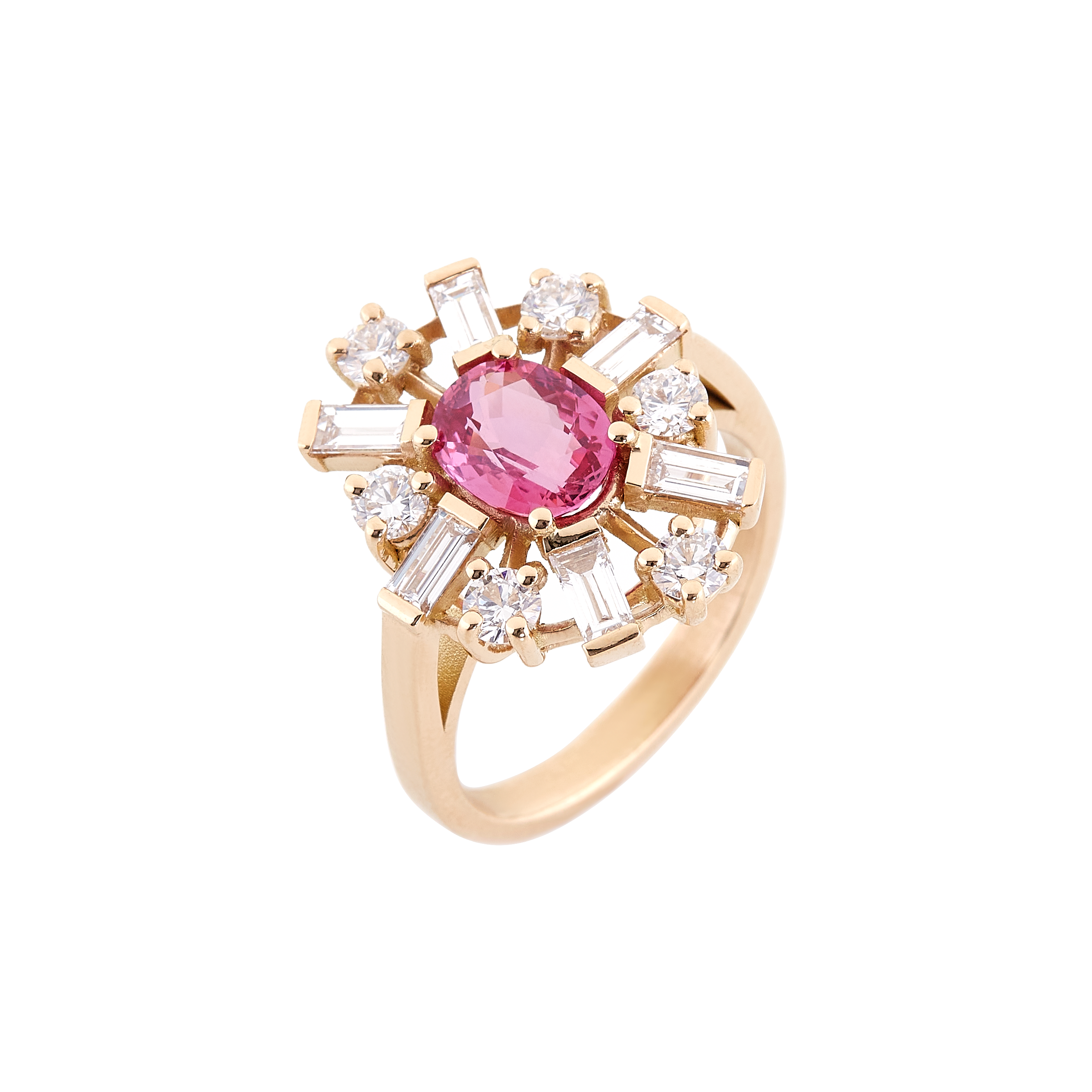 bague en or et saphir rose : bague constellation