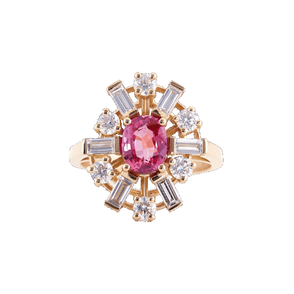 Bague en or et saphir rose