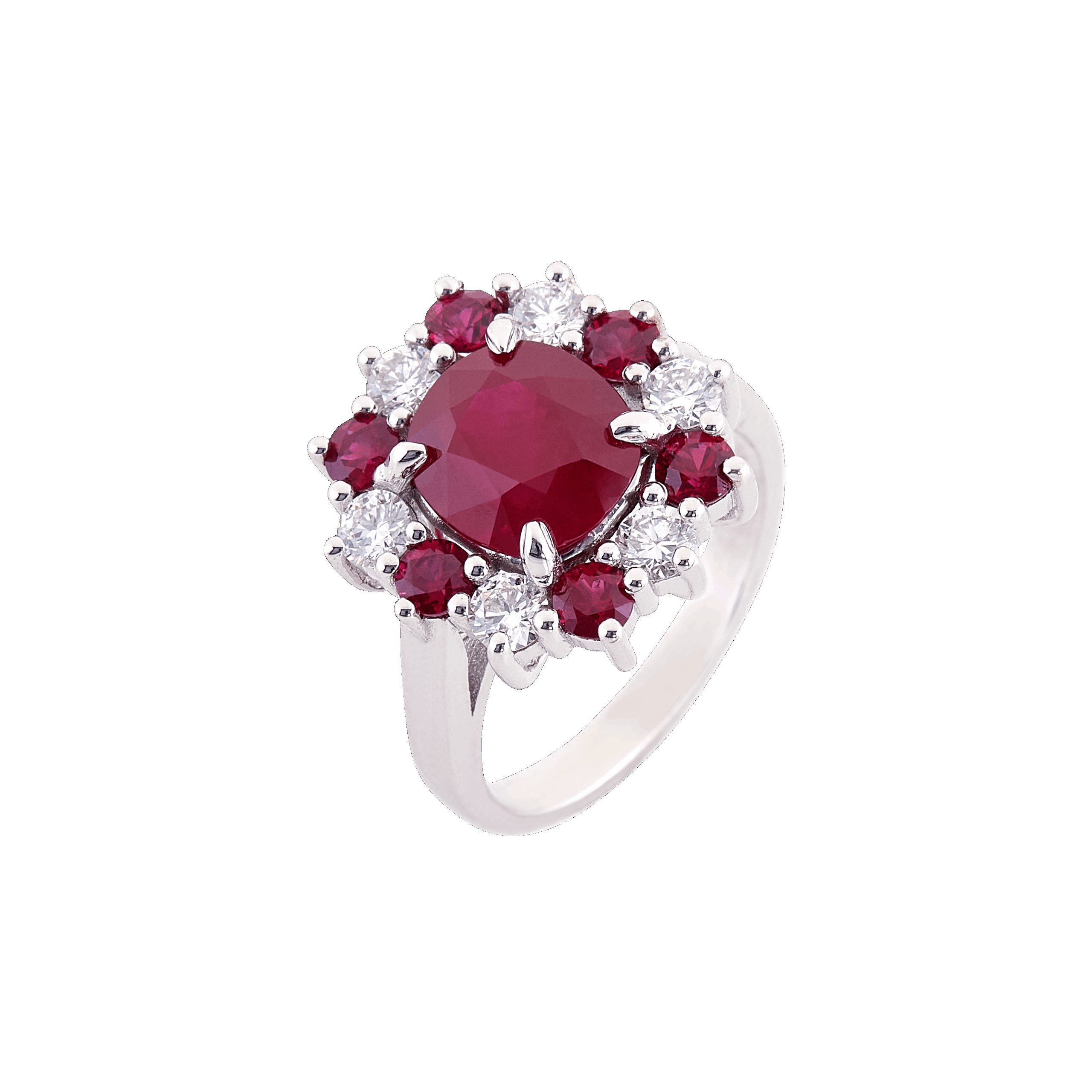 bague duchesse or blanc rubis et diamant