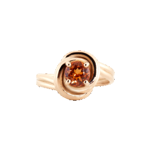 bague noeud or jaune et sperssartite