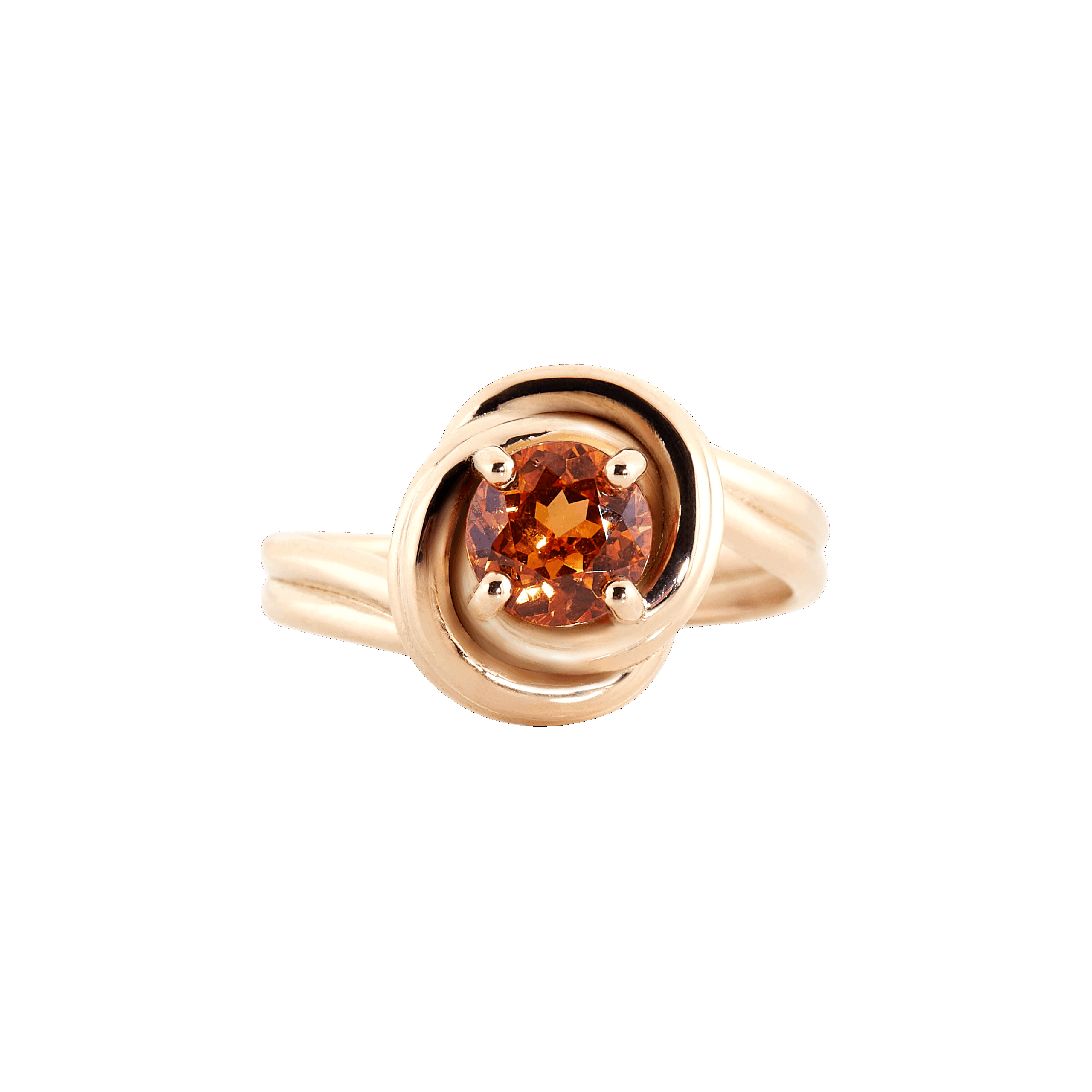 bague noeud or jaune et sperssartite