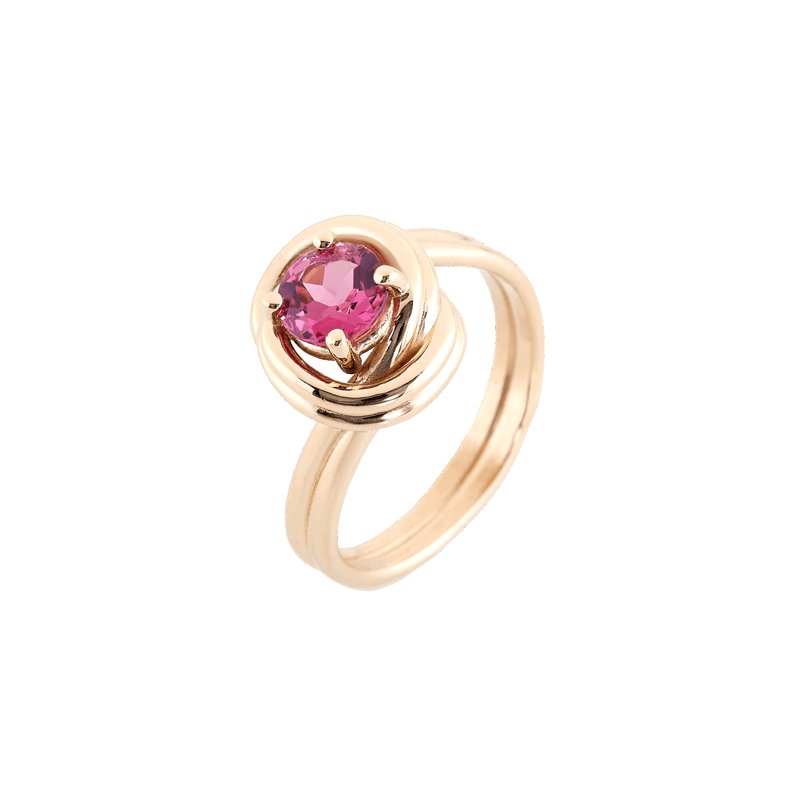 bague noeud or jaune et tourmaline