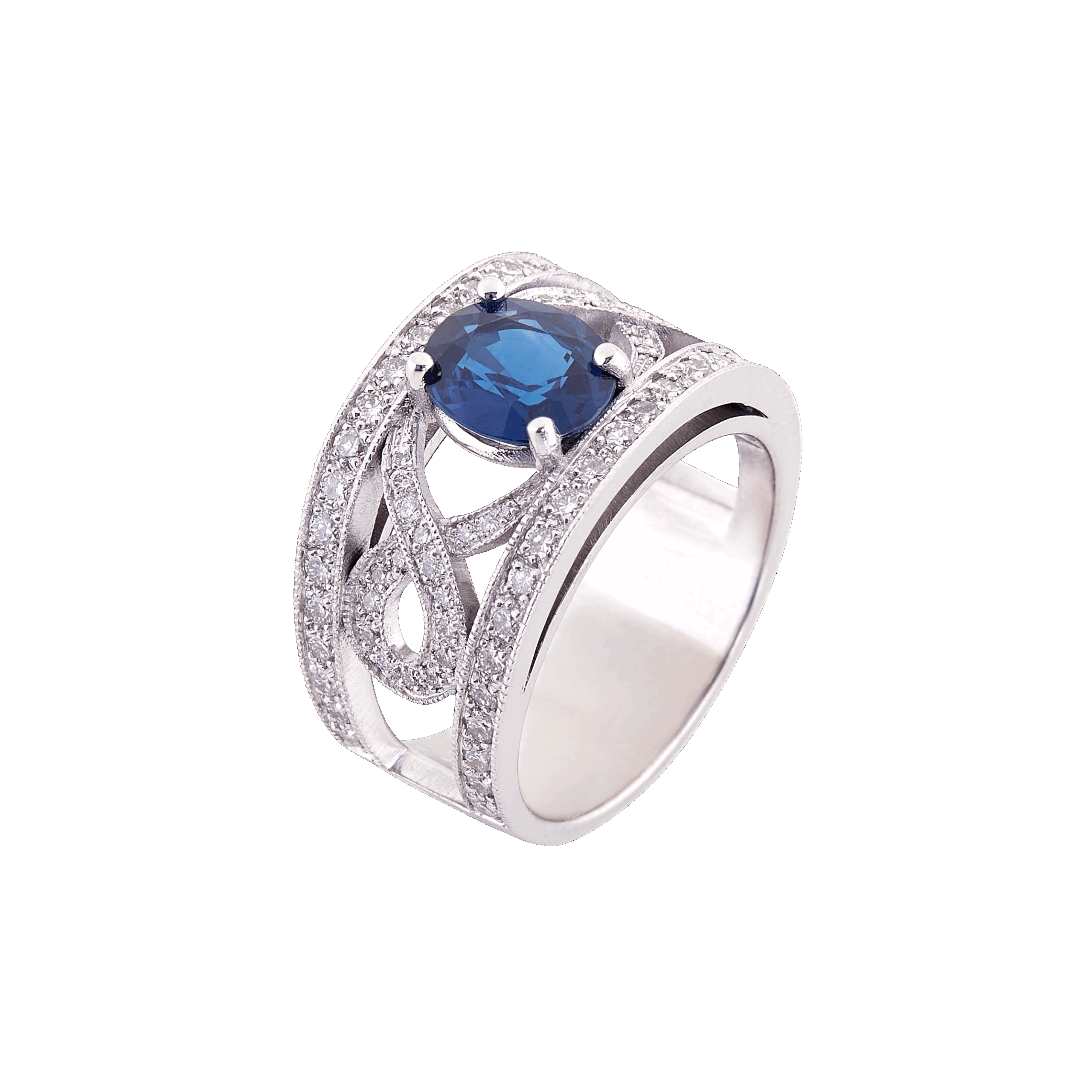 bague saphir et diamants en or blanc