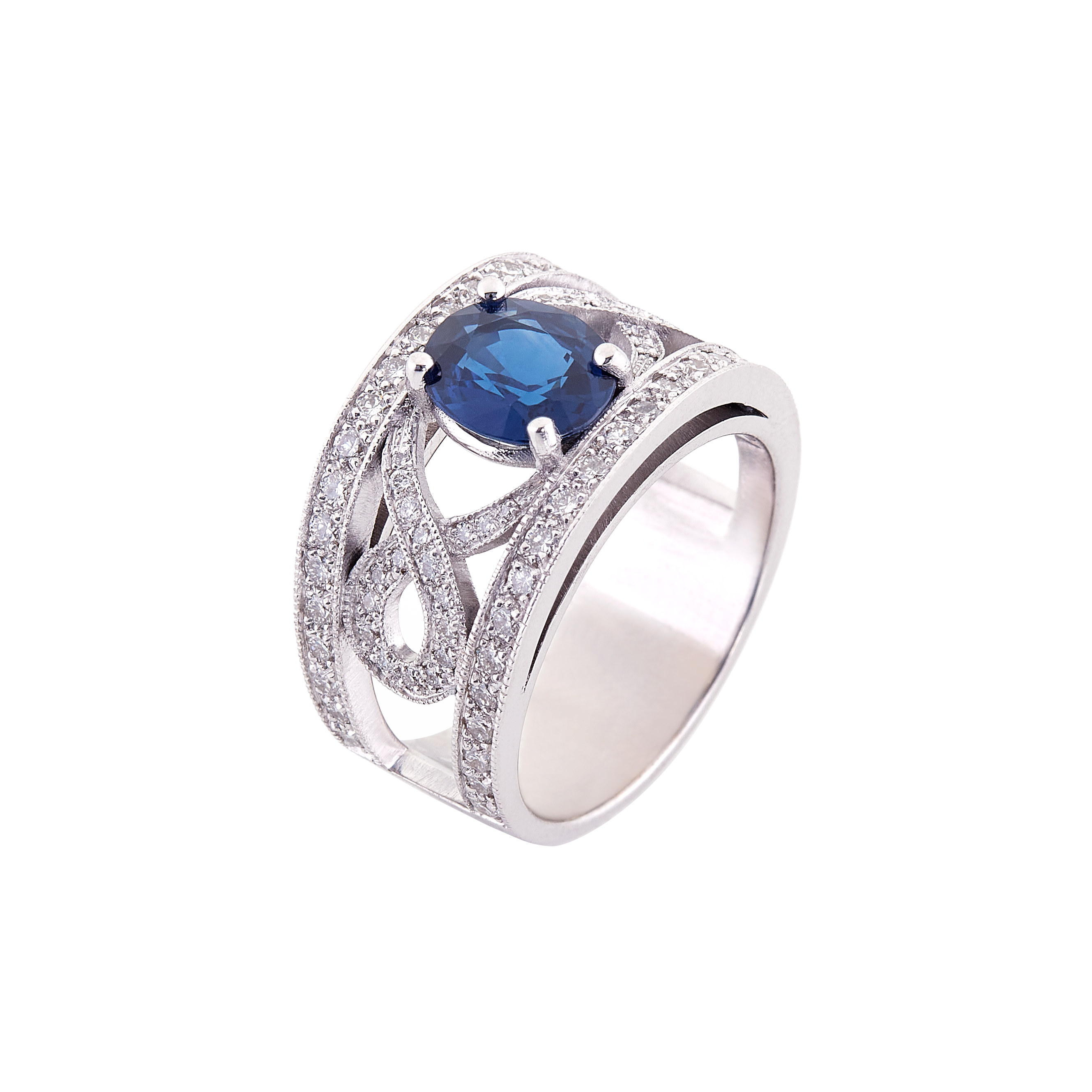 bague saphir et diamants en or blanc