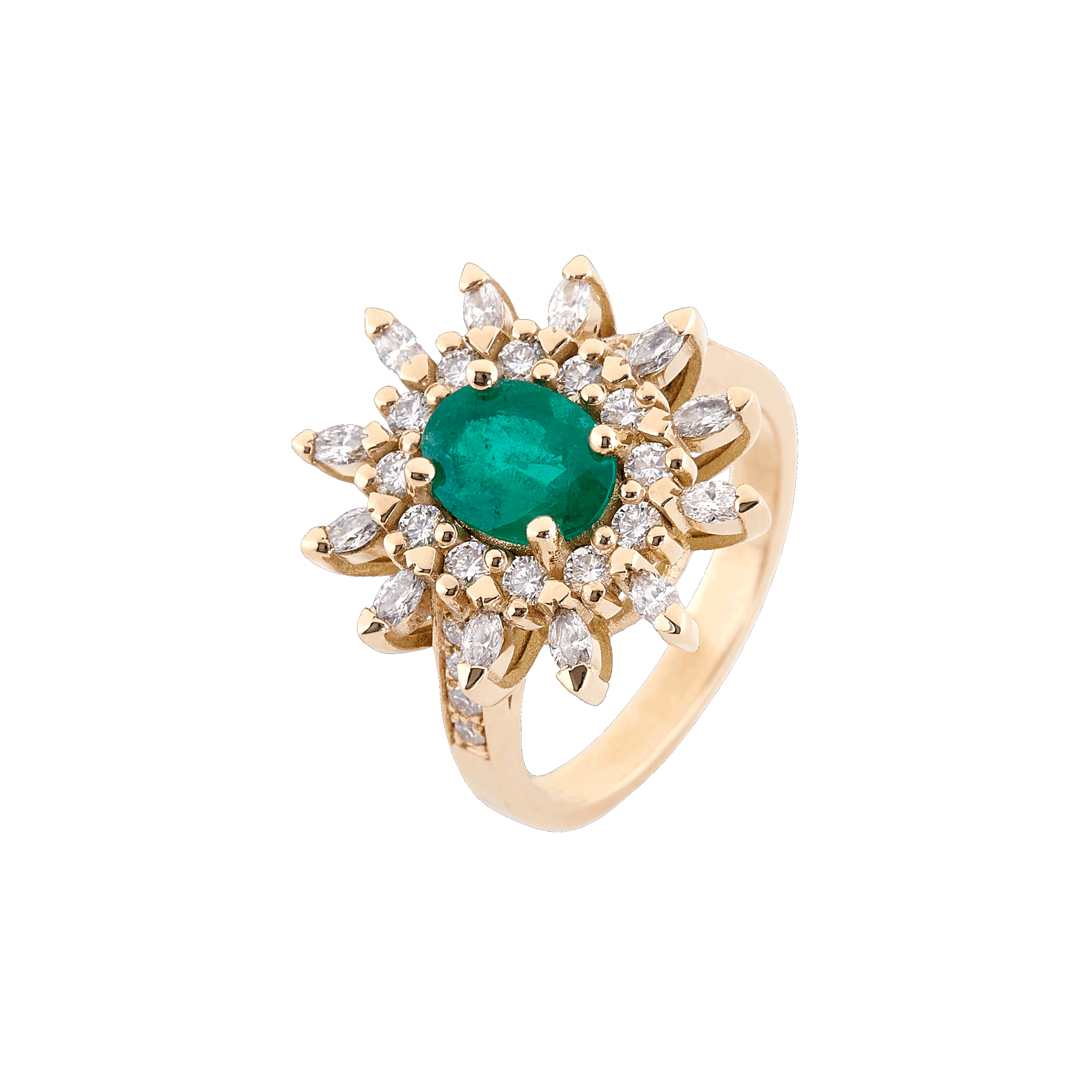 Bague Solaire émeraude et diamants