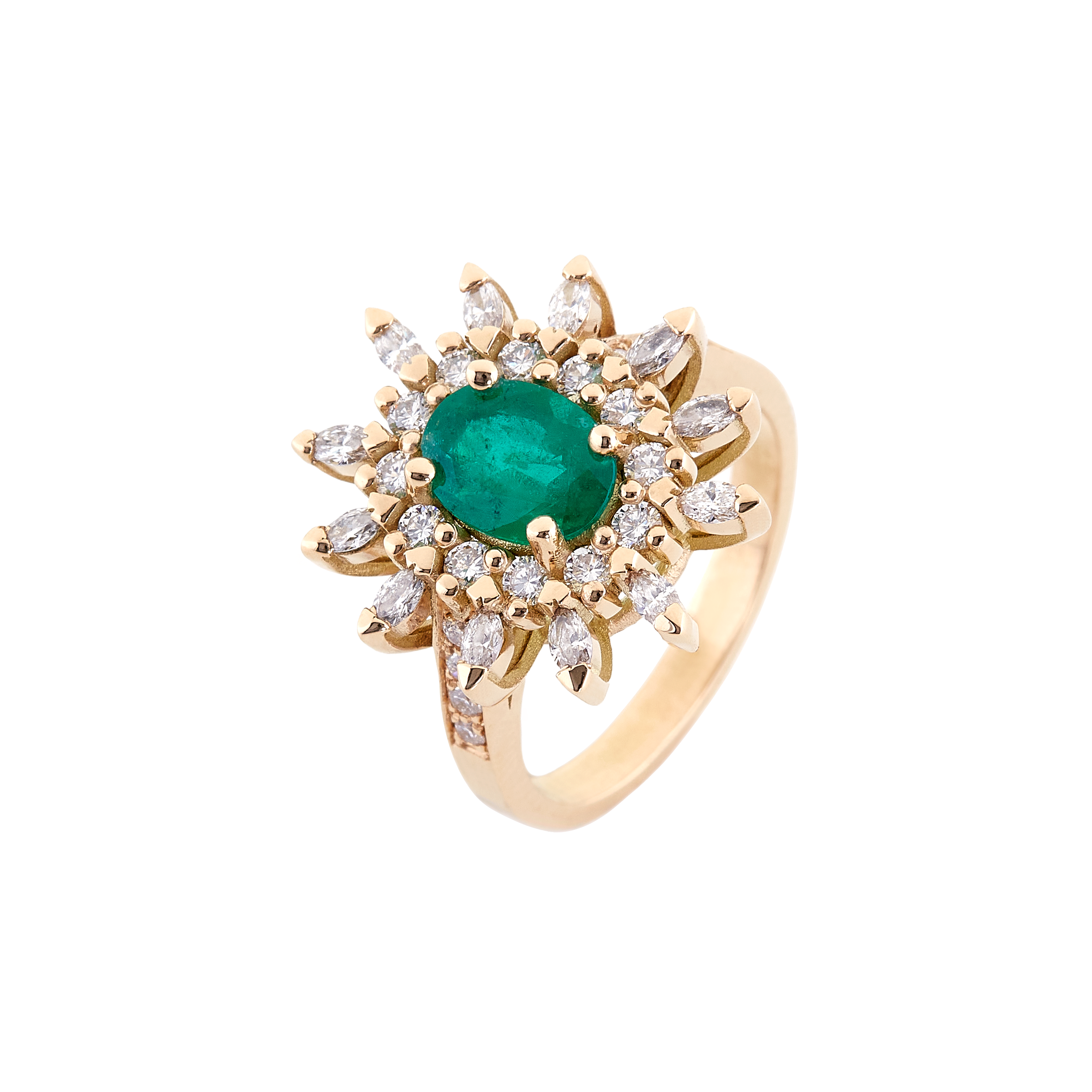 Bague Solaire émeraude et diamants