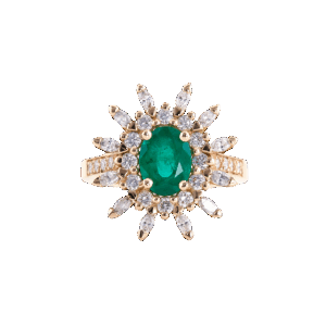 bague émeraude et diamants en or jaune