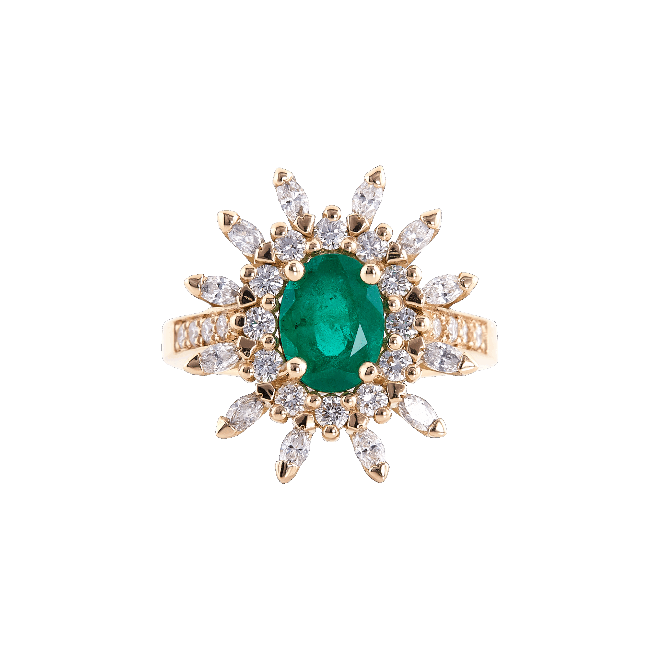 bague émeraude et diamants en or jaune