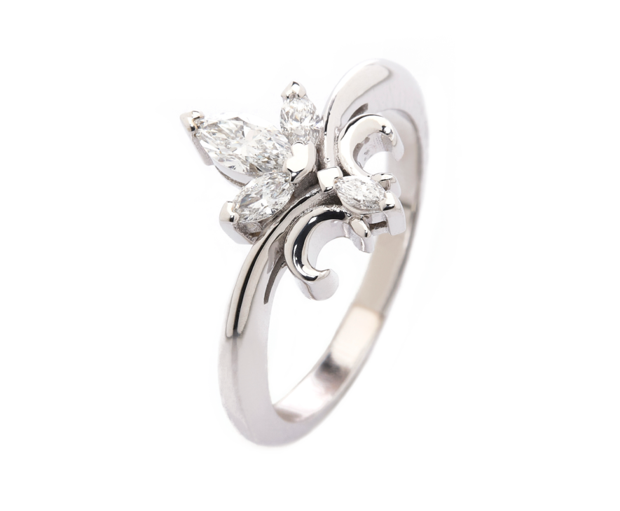 Bague fleur de lys en diamants