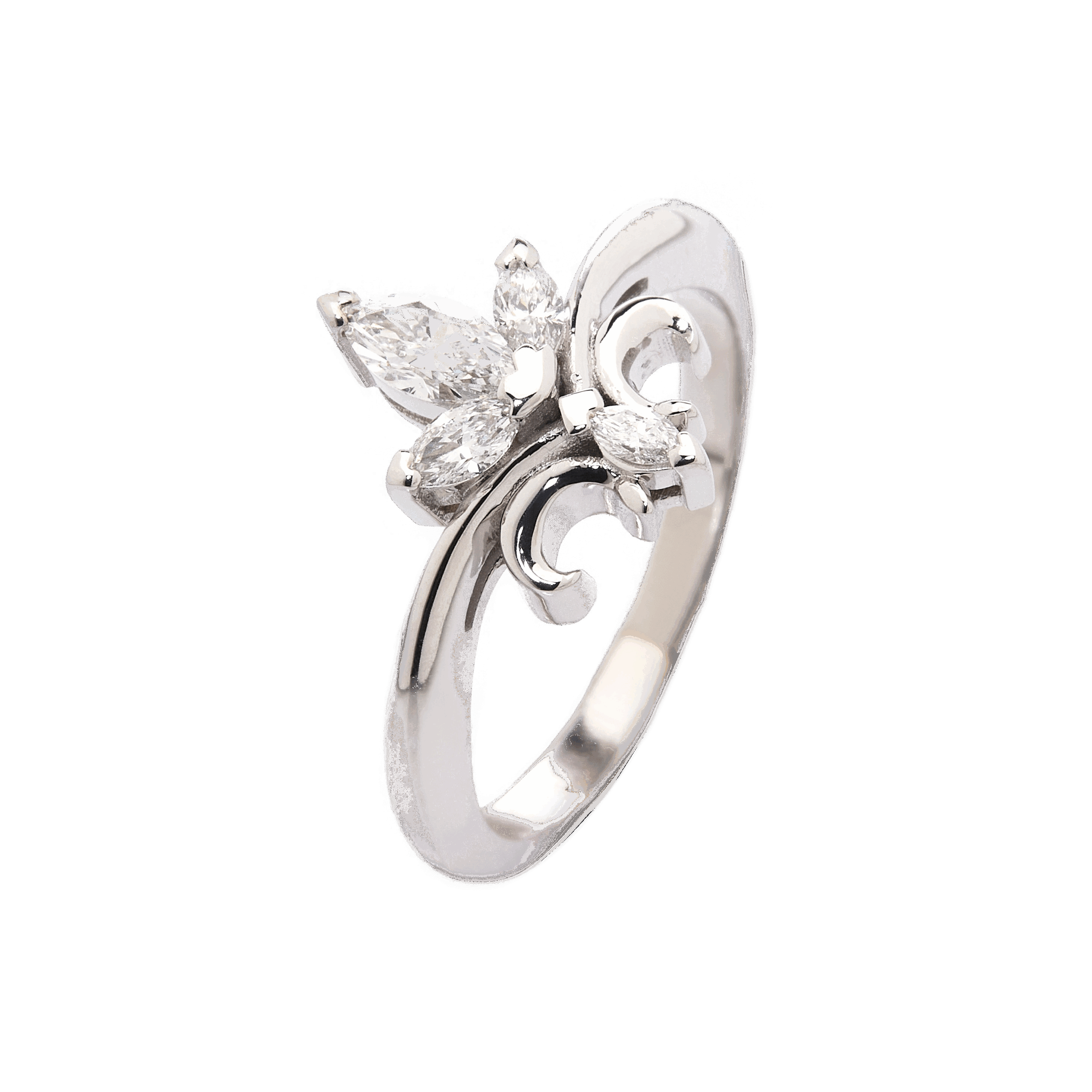 Bague fleur de lys en diamants