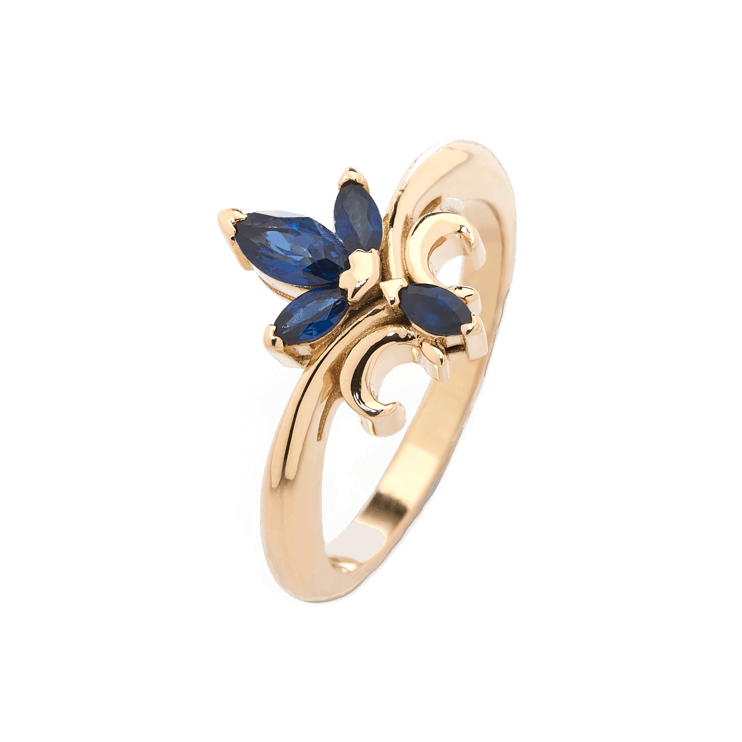 Bague fleur de lys saphir