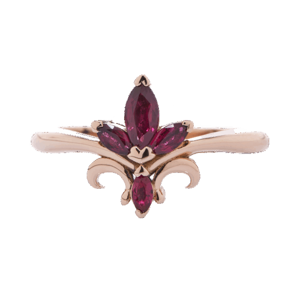 Bague rubis fleur de lys