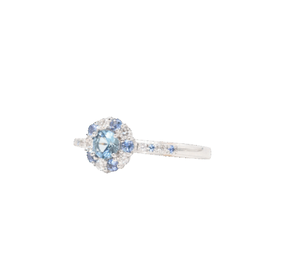 bague astre or blanc et aigue marine
