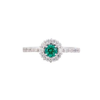 bague astre or blanc diamant et émeraude
