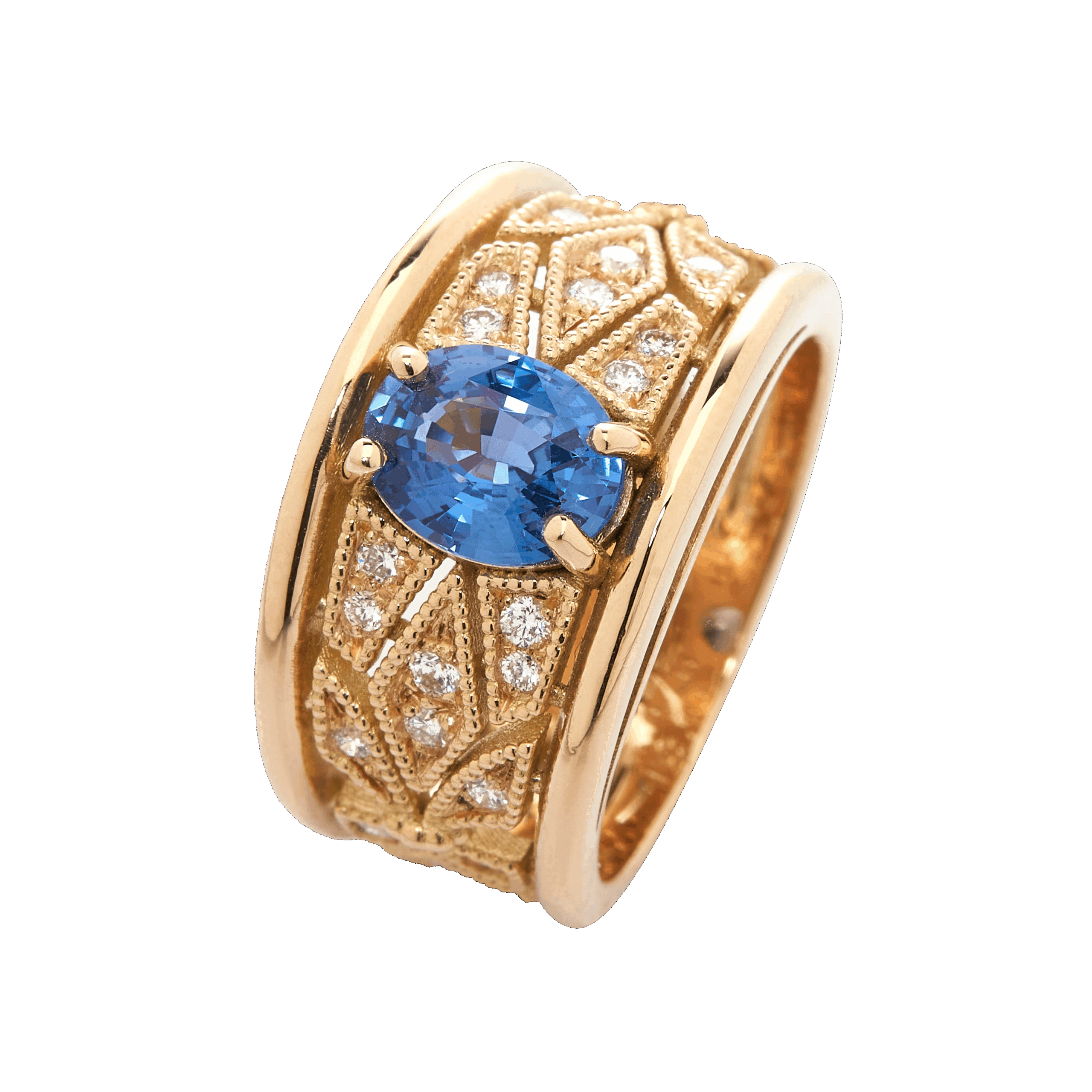 bague bandeau or jaune et saphir