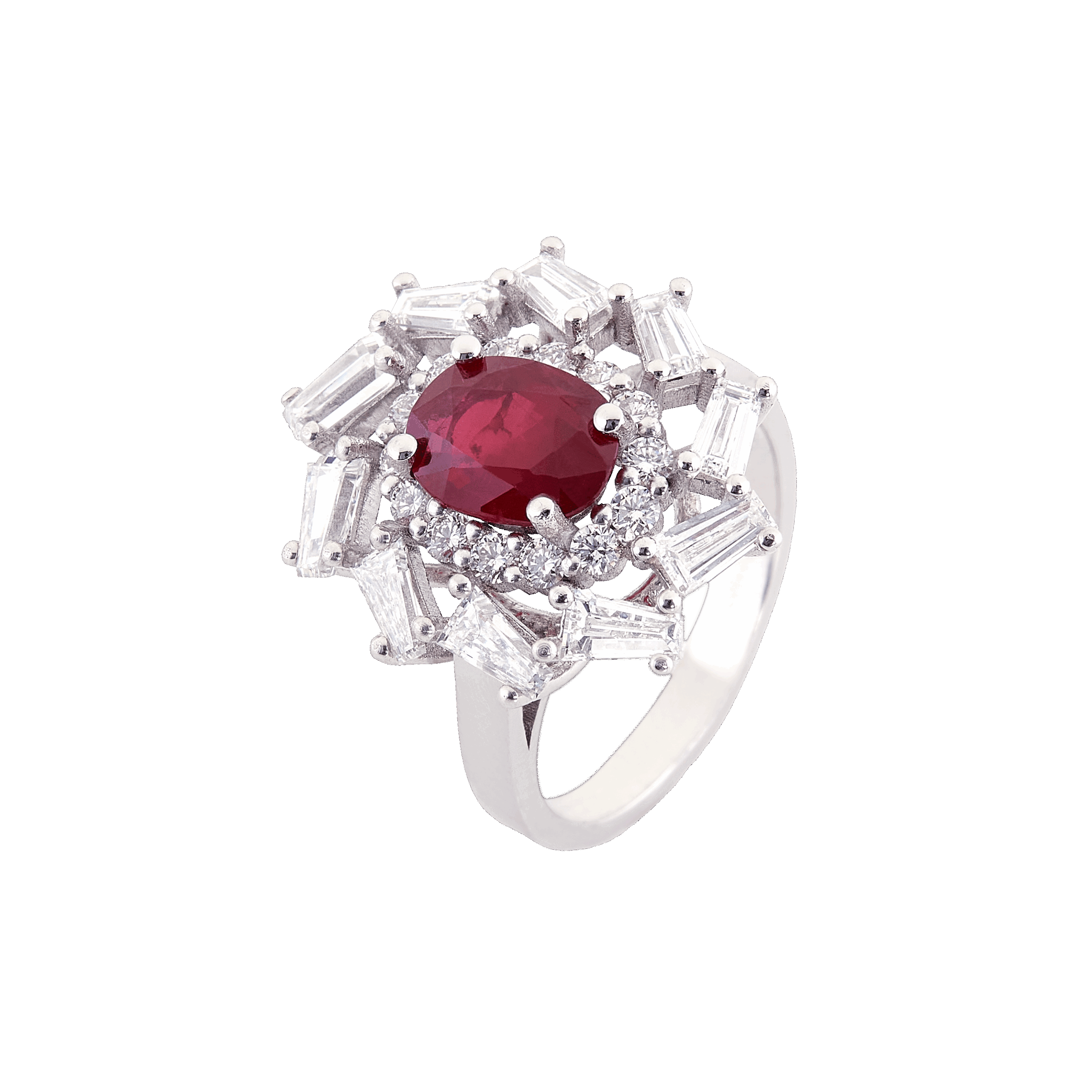 Bague rubis or blanc
