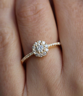 bague astre or jaune et diamant